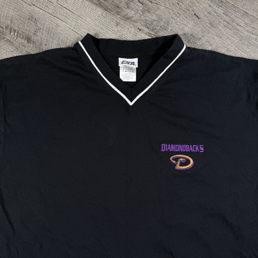 Vintage Y2K Arizona Diamondbacks Short Sleeve T-Shirt V-Neck Embroidered Logo XL
